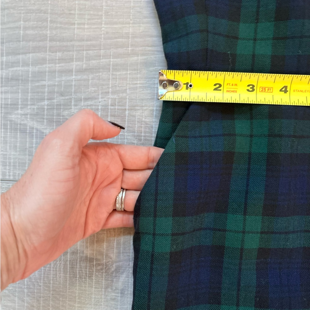 J. Crew Navy and Green Plaid Wool Blend Midi Dress - Picture 7 of 10